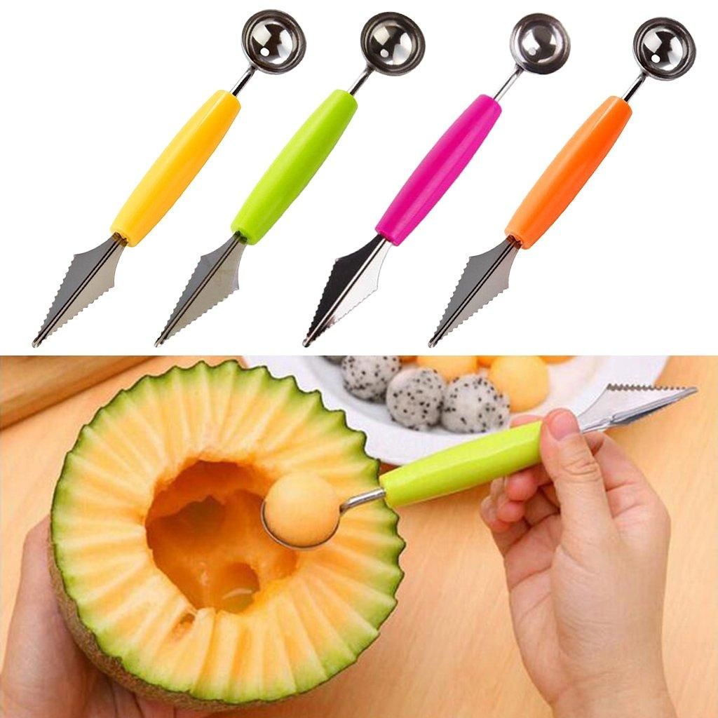 2-in-1 Melon Baller & Fruit Scoop Tool – Stainless Steel Fruit Carving Spoon