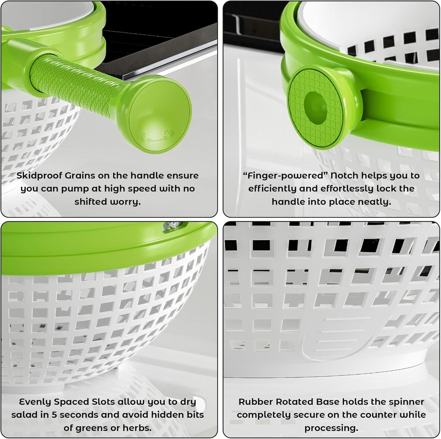 Spinning Salad Colander – 2-in-1 Spin & Strain Basket with Non-Slip Handles