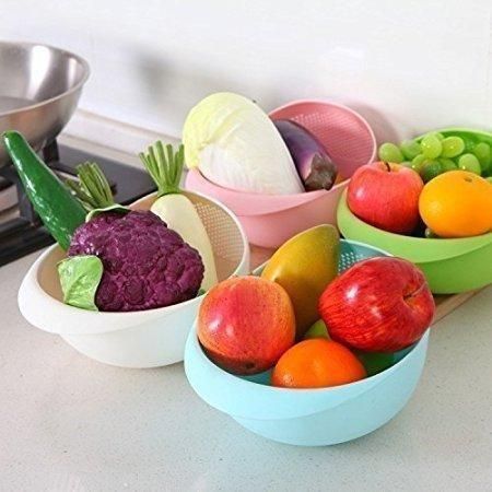 Food Washing Bowl and Strainer – Plastic Multipurpose Kitchen Colander (Pack of 1)