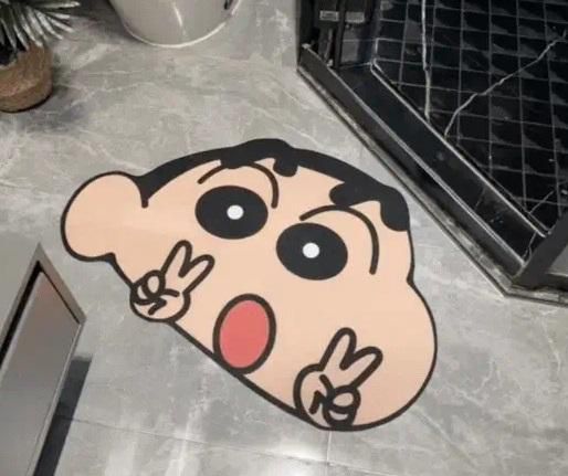 Cute Shinchan Cartoon Doormat – Soft Anti-Slip Floor Mat for Home & Kids Room